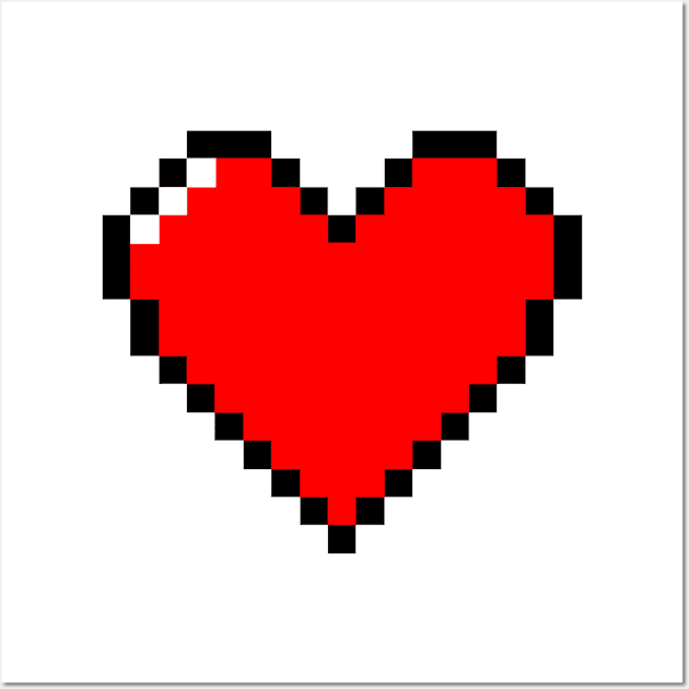 Pixelated gamer retro heart Wall Art by Playfulfoodie